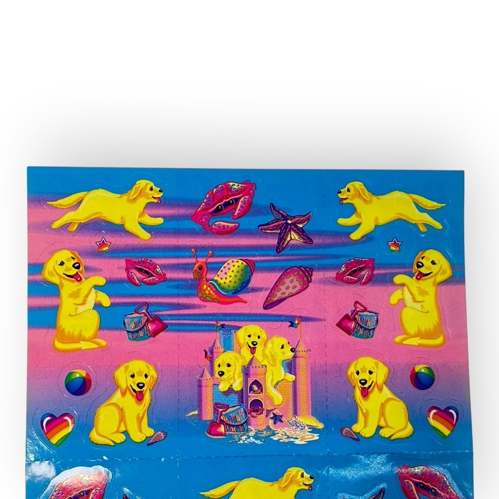 Lisa Frank Stickers Puppies Sandcastle Casey Sheet Sticker Sheet S364 1990s VTG - Picture 4 of 7